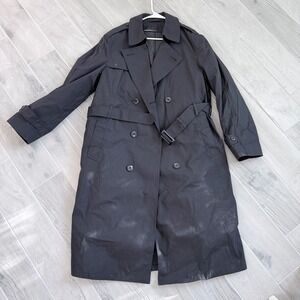 Garrison Collection Mens 40L Black Double Breasted All Weather Army Coat